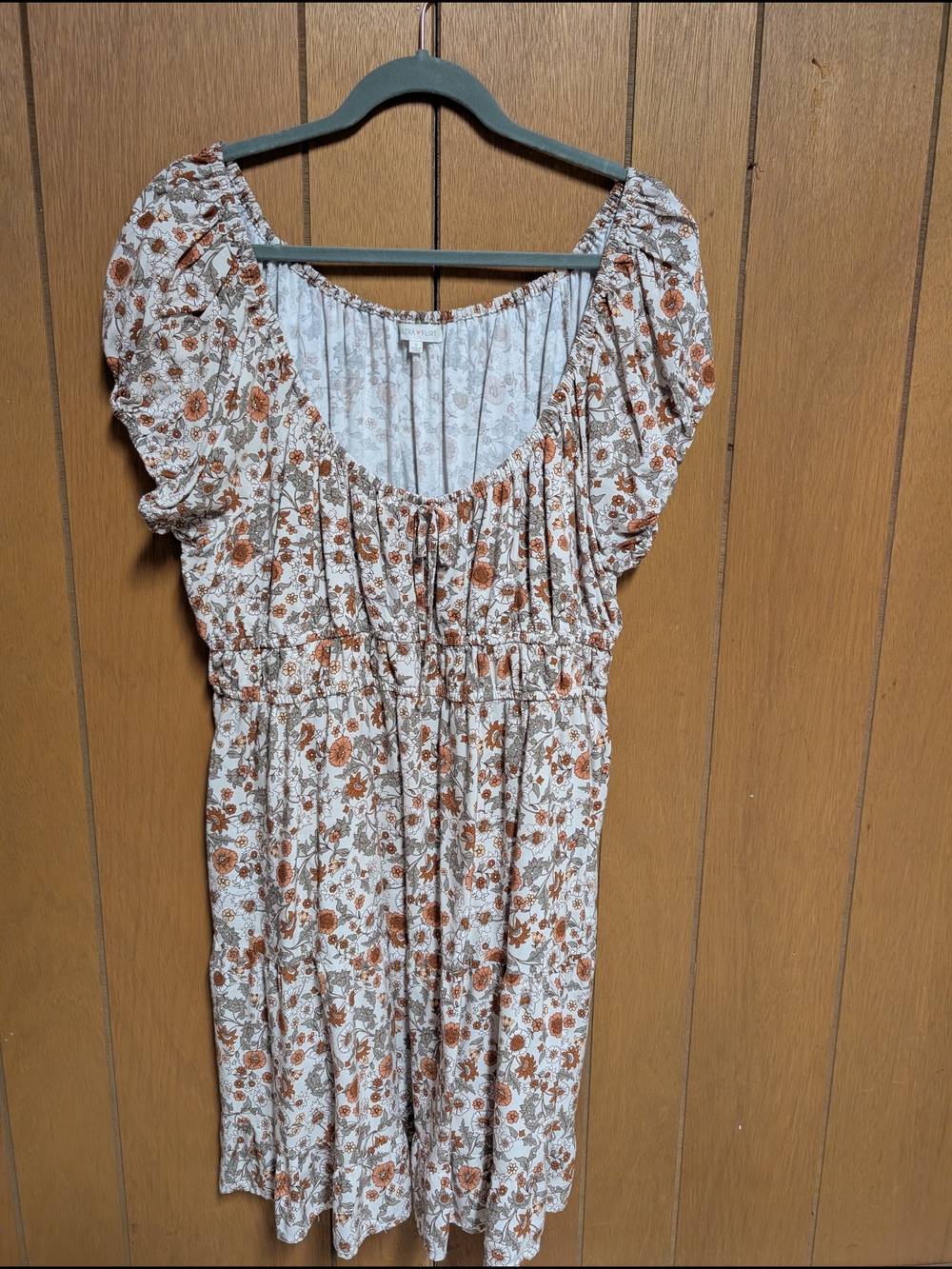 Ultra Flirt Cream and Rust Floral Top